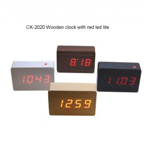 Wooden Clock in Red LED